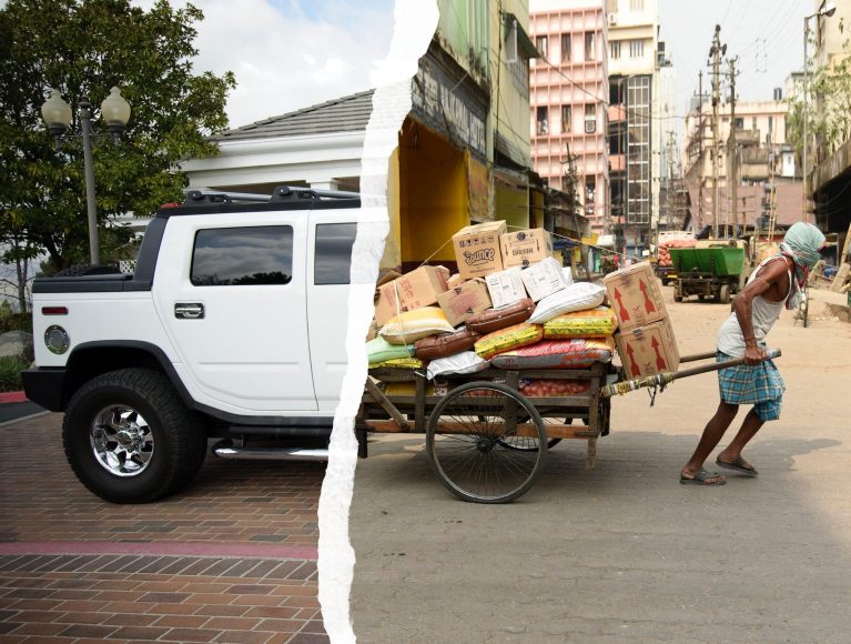 Fotomontage zu extremer Ungleichheit